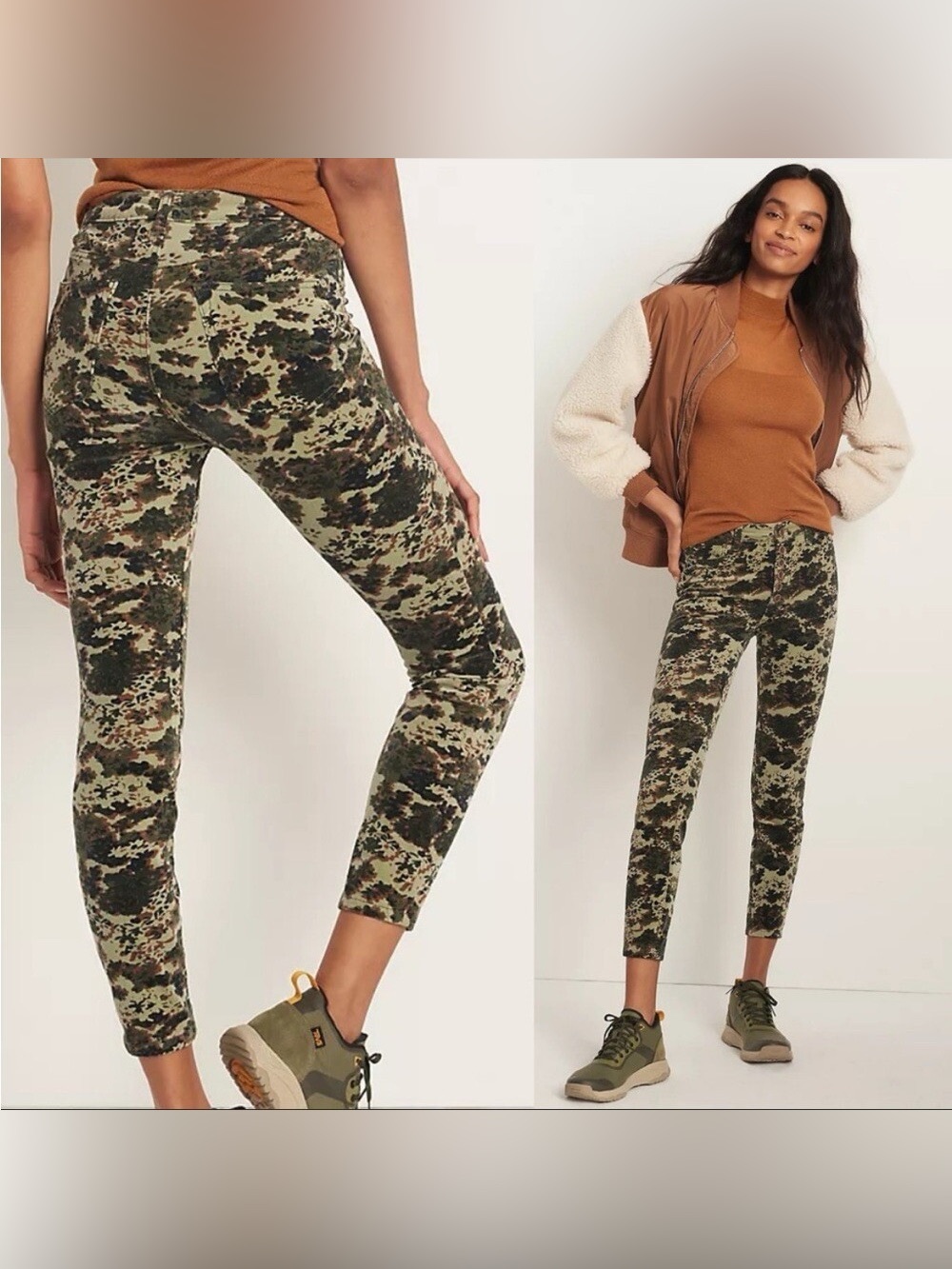 Anthropologie Pilcro High-Rise Skinny Corduroy Pants Floral Camo